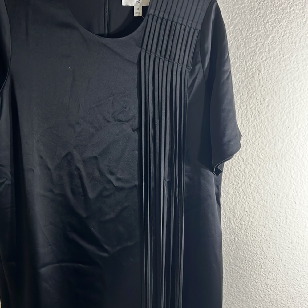 Banana Republic women’s  dress midi Sz M LBD SATIN FRINGE SHIFT - Picture 11 of 12